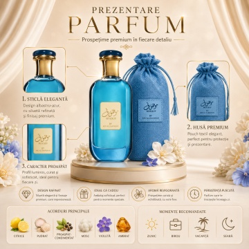 arfum Arăbesc Ard Al Zaafaran Mousuf Azure 100 ml, Apă de Parfum Unisex, Damă și Bărbat, Inspirat Neroli Portofino, Aromă Acvatic Proaspătă cu Grapefruit, Note Marine, Bergamotă, Lămâie, Lavandă, Salvie, Cedru, Ambroxan și Mosc - Img 3