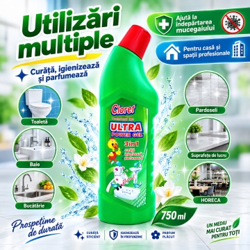 Detartrant WC 3in 1 Ultra Power Clor Gel Floral – 750 ml - Img 4