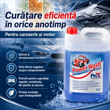 Detergent activ concentrat PRO X Power Wash, spumă activă pentru spălare auto cu presiune înaltă, curățare rapidă caroserie, luciu și protecție, 5 kg, 4x Stickere - Img 4