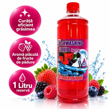 Detergent Lichid pentru Vase Cloret Dishwashing Liquid Citrus, Ideal pentru reumplere, Degresare și Curățare Eficientă, Aromă Berry, 1 L