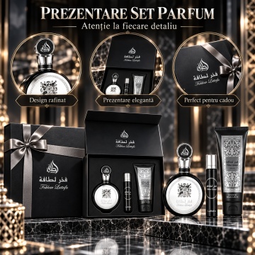 Lattafa Set Cadou Fakhar Men + + Shower Gel – Apă de parfum 100 ML + 12 ML, bărbați - Img 9