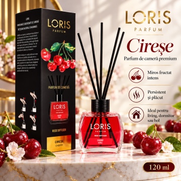 Loris Parfum Cireșe 120 ml – Odorizant de Cameră cu Bețișoare Parfumate