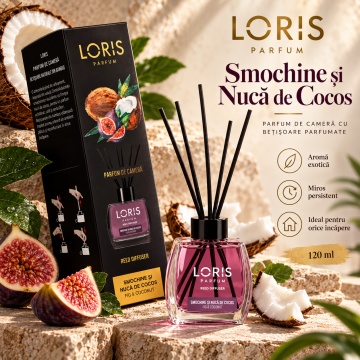 Loris Parfum Smochine & Nucă de Cocos 120 ml – Odorizant de Cameră cu Bețișoare Parfumate - Img 6