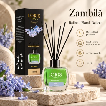 Loris Parfum Zambilă 120 ml – Odorizant de Cameră cu Bețișoare Parfumate - Img 3