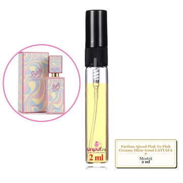 Mostra Fiola Din Ajwad Pink To Pink Creamy Elixir 60Ml Lattafa, Decant Sticla Cu Pulverizator