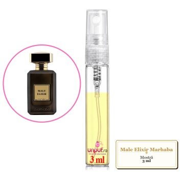 Mostra fiola din Male Elixir Marhaba, decant sticla cu pulverizator - Img 2