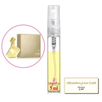 Mostra fiola din Parfumul Alhambra Luxe Gold, decant sticla cu pulverizator - Img 4