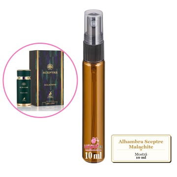 Mostra fiola din Parfumul Alhambra Sceptre Malachite, decant sticla cu pulverizator