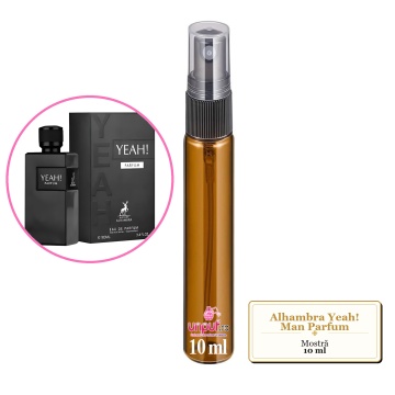 Mostra fiola din Parfumul Alhambra Yeah! Man Parfum, decant sticla cu pulverizator