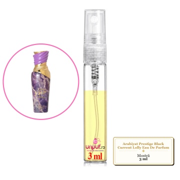 Mostra fiola din Parfumul Arabiyat Prestige Black Current Lolly Eau De Parfum, decant sticla cu pulverizator