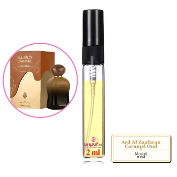 Mostra fiola din Parfumul Ard Al Zaafaran Caramel Oud, decant sticla cu pulverizator