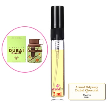 Mostra fiola din Parfumul Armaf Odyssey Dubai Chocolat, decant sticla cu pulverizator