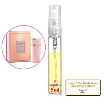 Mostra fiola din Parfumul Armaf The Pride Rose Oud Pour Femme, decant sticla cu pulverizator - Img 4