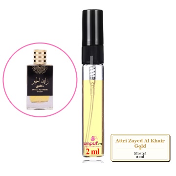 Mostra fiola din Parfumul Attri Zayed Al Khair Gold, decant sticla cu pulverizator - Img 2
