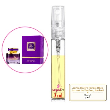 Mostra fiola din Parfumul Auraa Desire Purple Bliss Extract de Parfum, Barbati, decant sticla cu pulverizator - Img 3
