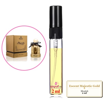 Mostra fiola din Parfumul Escent Majestic Gold, decant sticla cu pulverizator