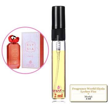 Mostra fiola din Parfumul Fragrance World Elysia Lychee Fizz, decant sticla cu pulverizator - Img 2