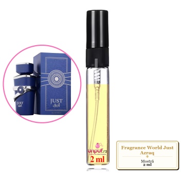 Mostra fiola din Parfumul Fragrance World Just Azraq, decant sticla cu pulverizator - Img 2
