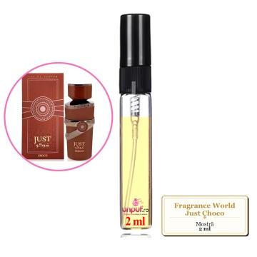 Mostra fiola din Parfumul Fragrance World Just Choco, decant sticla cu pulverizator