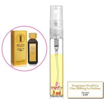 Mostra fiola din Parfumul Fragrance World La Uno Million Le Parfum, decant sticla cu pulverizator - Img 2