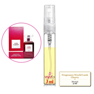 Mostra fiola din Parfumul Fragrance World Lush Cherry, decant sticla cu pulverizator - Img 3