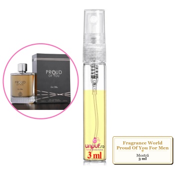 Mostra fiola din Parfumul Fragrance World Proud Of You For Men, decant sticla cu pulverizator - Img 2