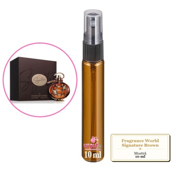 Mostra fiola din Parfumul Fragrance World Signature Brown, decant sticla cu pulverizator - Img 3