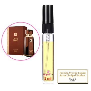 Mostra fiola din Parfumul French Avenue Liquid Brun Limited Edition, decant sticla cu pulverizator