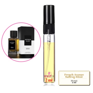 Mostra fiola din Parfumul French Avenue Saffron Elixir, decant sticla cu pulverizator