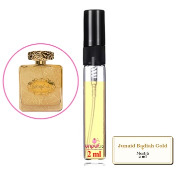 Mostra fiola din Parfumul Junaid Badiah Gold, decant sticla cu pulverizator