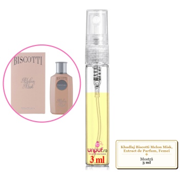 Mostra fiola din Parfumul Khadlaj Biscotti Melon Misk, Extract de Parfum, Femei, decant sticla cu pulverizator - Img 3