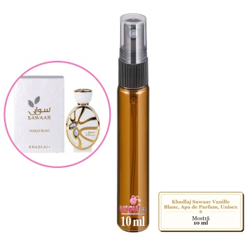 Mostra fiola din Parfumul Khadlaj Sawaar Vanille Blanc, Apa de Parfum, Unisex, decant sticla cu pulverizator