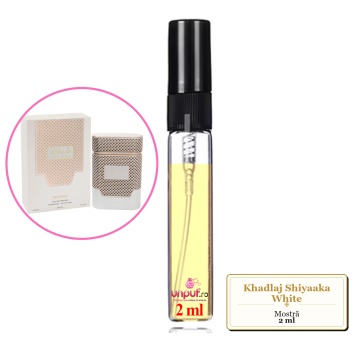 Mostra fiola din Parfumul Khadlaj Shiyaaka White, decant sticla cu pulverizator
