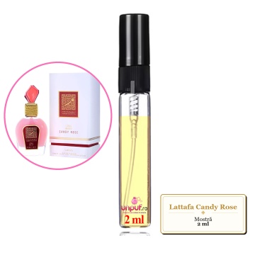 Mostra fiola din Parfumul Lattafa Candy Rose, decant sticla cu pulverizator - Img 1