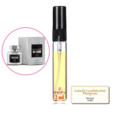 Mostra fiola din Parfumul Lattafa Confidential Platinum, decant sticla cu pulverizator - Img 2
