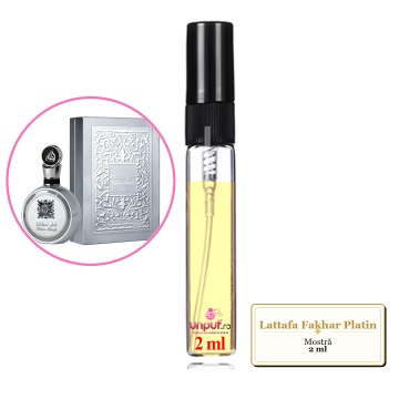 Mostra fiola din Parfumul Lattafa Fakhar Platin, decant sticla cu pulverizator - Img 2