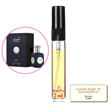 Mostra fiola din Parfumul Lattafa Pride Al Ameed Silver, decant sticla cu pulverizator - Img 2