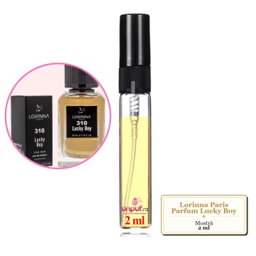 Mostra fiola din Parfumul Lorinna Paris Lucky Boy, decant sticla cu pulverizator