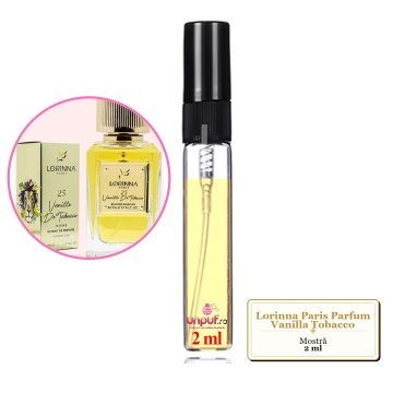Mostra fiola din Parfumul Lorinna Paris Vanilla Tobacco, decant sticla cu pulverizator