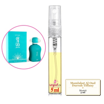 Mostra fiola din Parfumul Mamlakat Al Oud Durrah Tiffany, decant sticla cu pulverizator - Img 4
