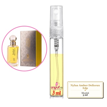 Mostra fiola din Parfumul Nylaa Amber Deliceux Edp, decant sticla cu pulverizator - Img 2