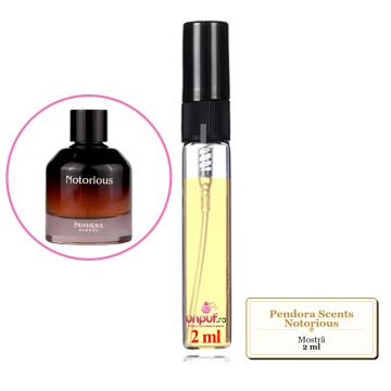 Mostra fiola din Parfumul Pendora Scents Notorious, decant sticla cu pulverizator