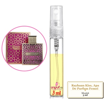 Mostra fiola din Parfumul Rayhaan Kiss, Apa De Parfum Femei, decant sticla cu pulverizator - Img 2
