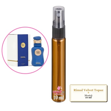 Mostra fiola din Parfumul Rimal Velvet Topaz, decant sticla cu pulverizator
