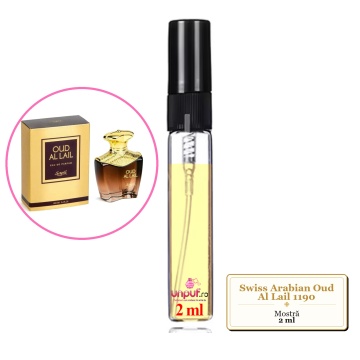 Mostra fiola din Parfumul Swiss Arabian Oud Al Lail 1190, decant sticla cu pulverizator - Img 2