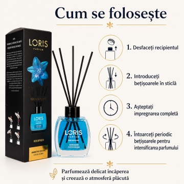 Odorizant de Cameră cu Bețișoare Parfumate Loris Parfum Amestec Exotic, 120 ml, Esență Exotic Blend, Miros Plăcut și Persistent - Img 4