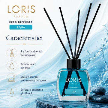 Odorizant de Cameră cu Bețișoare Parfumate Loris Parfum Aqua, 120 ml, Esență Fresh, Miros Plăcut și Persistent - Img 5
