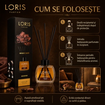Odorizant de Cameră cu Bețișoare Parfumate Loris Parfum Chocolate, 120 ml, Esență Ciocolată, Miros Plăcut și Persistent - Img 4