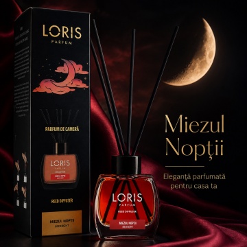 Odorizant de Cameră cu Bețișoare Parfumate Loris Parfum Miezul Nopții, 120 ml, Esență Elegantă Midnight, Miros Plăcut și Persistent - Img 5