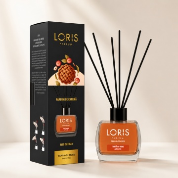 Odorizant de Cameră cu Bețișoare Parfumate Loris Parfum Tartă cu Mere, 120 ml, Esență Apple Pie, Miros Cald și Persistent